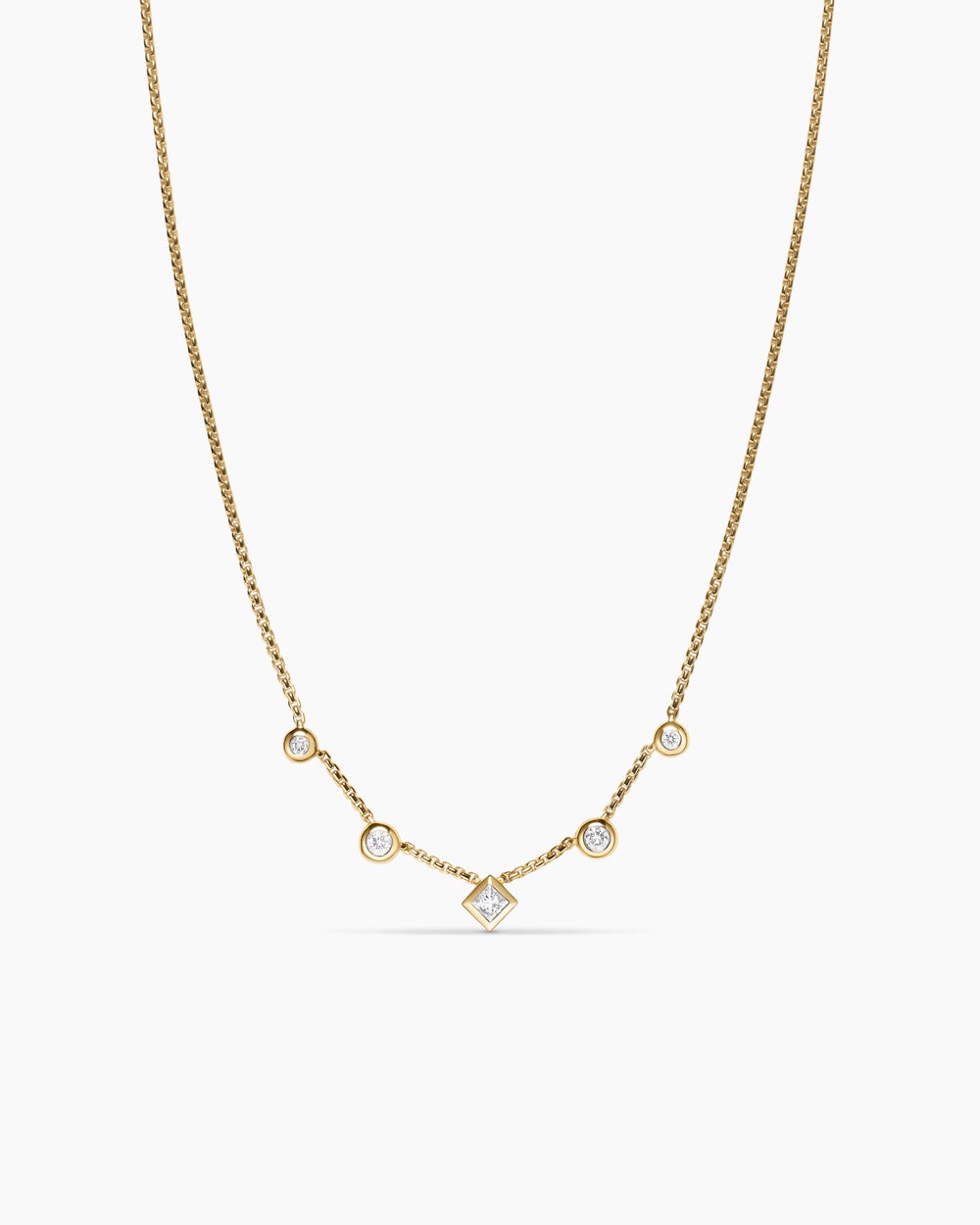 Womens Petite Modern Renaissance® Station Chain Necklace in 18K Yellow Gold with Diamonds, 3.4mm