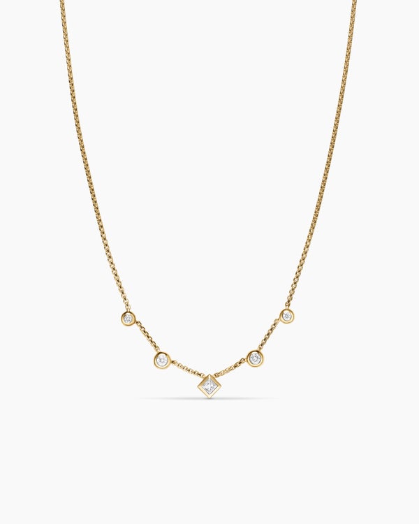 Petite Modern Renaissance® Station Chain Necklace in 18K Yellow Gold with Diamonds, 3.4mm