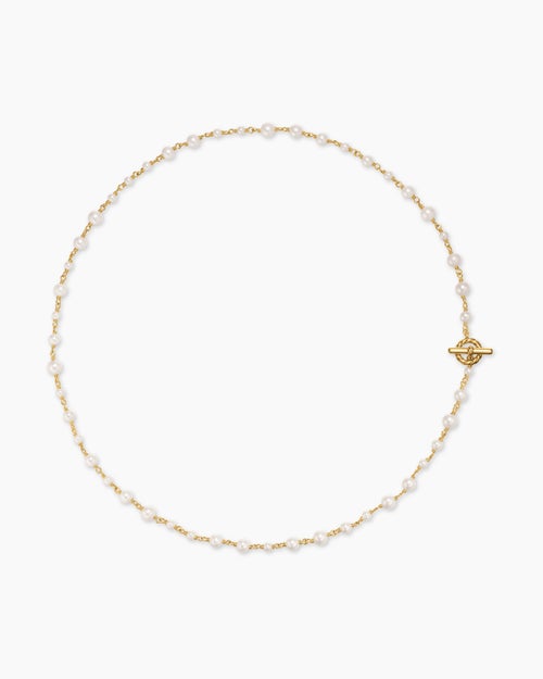 Womens Pearl Classics Toggle Chain Necklace in 18K Yellow Gold, 4.5mm