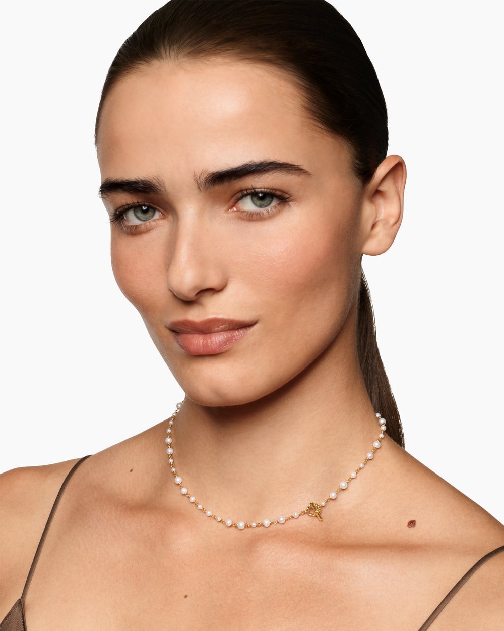 Womens Pearl Classics Toggle Chain Necklace in 18ct Yellow Gold, 4.5mm