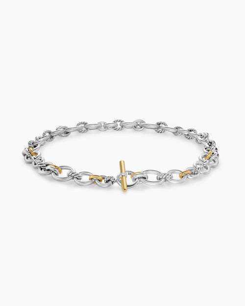 Womens DY Mercer Chain Necklace in Sterling Silver with 18K Yellow Gold and Diamonds, 8mm