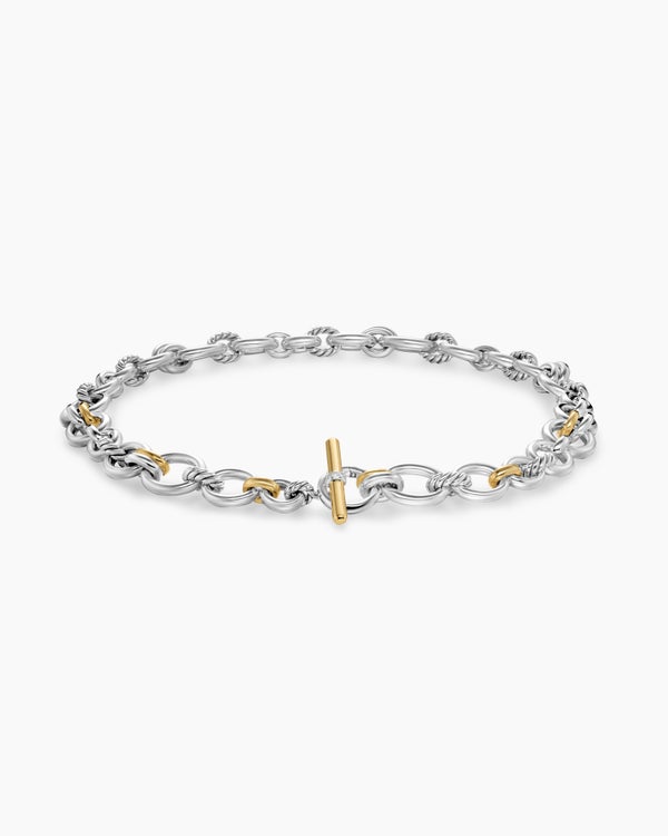 DY Mercer® Chain Necklace in Sterling Silver with 18K Yellow Gold and Diamonds, 8mm
