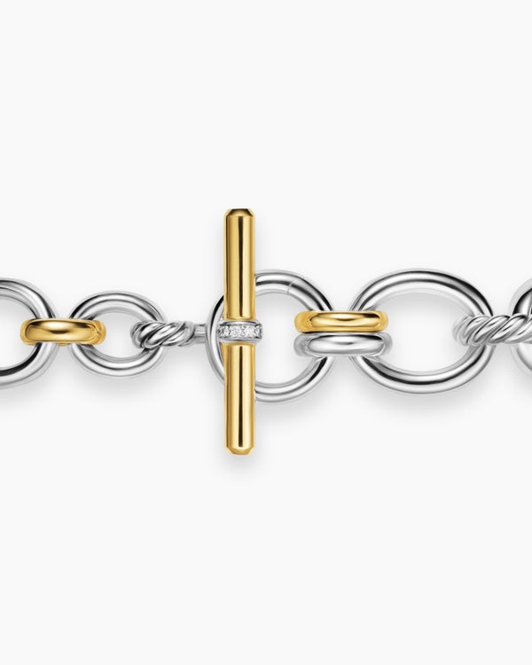 DY Mercer® Chain Necklace in Sterling Silver with 18K Yellow Gold and Diamonds, 8mm