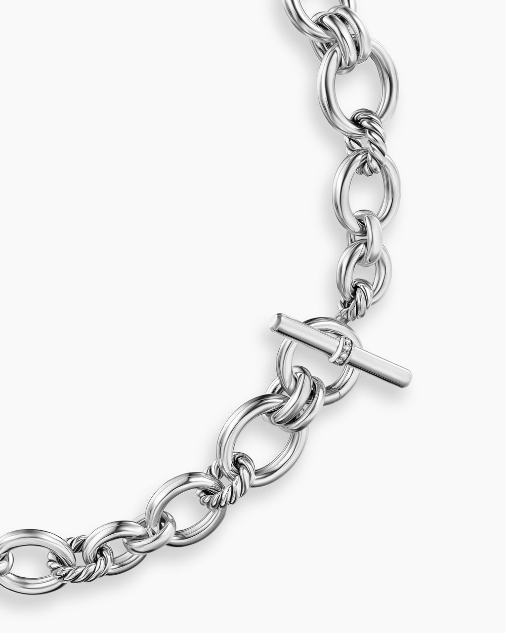 Womens DY Mercer Chain Necklace in Sterling Silver with Diamonds, 8mm
