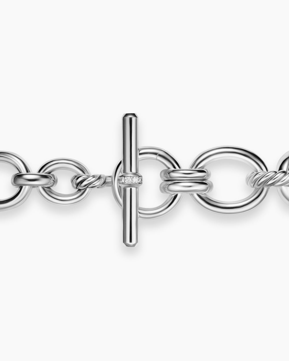 Womens DY Mercer Chain Necklace in Sterling Silver with Diamonds, 8mm