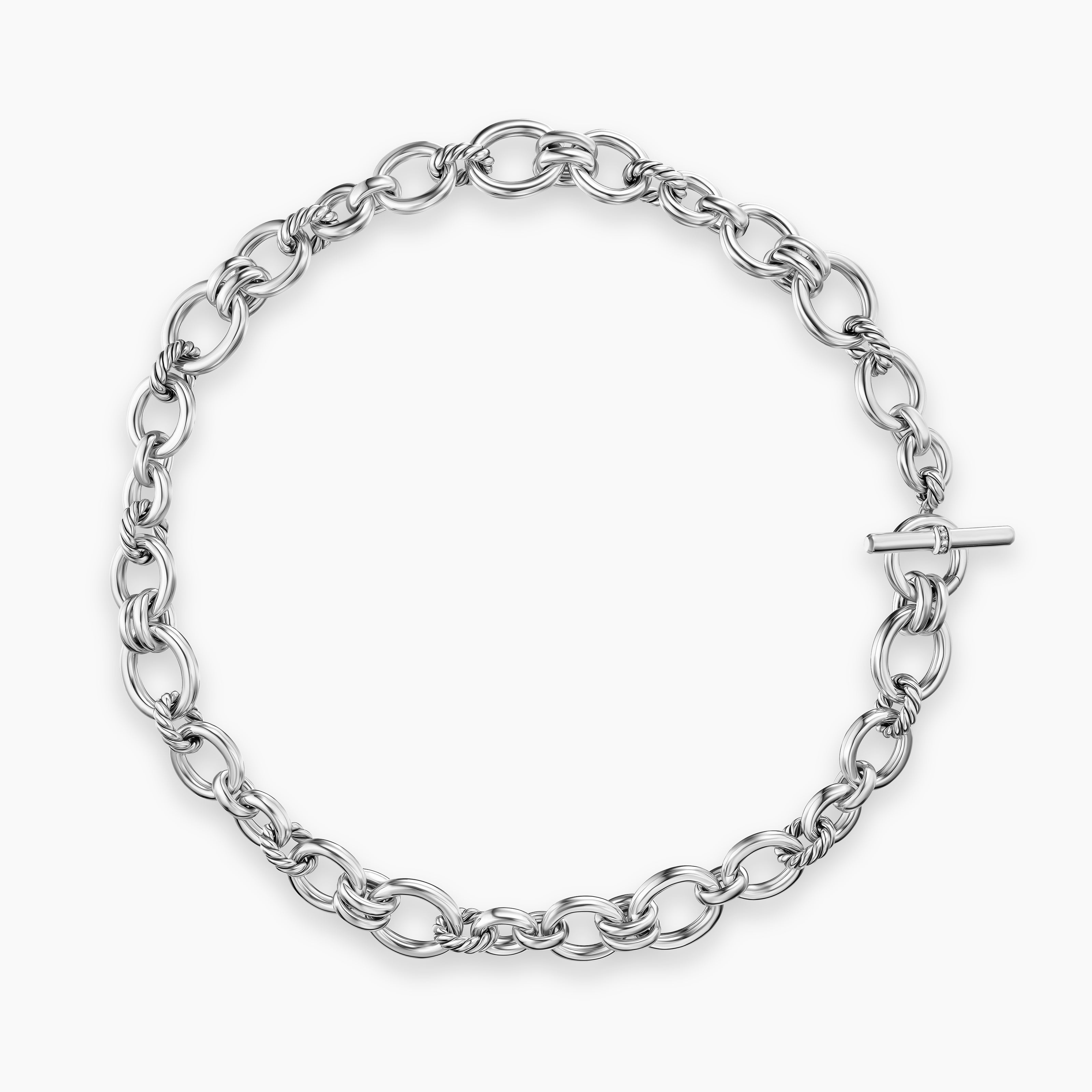 Womens DY Mercer&reg; Chain Necklace in Sterling Silver with Diamonds, 8mm