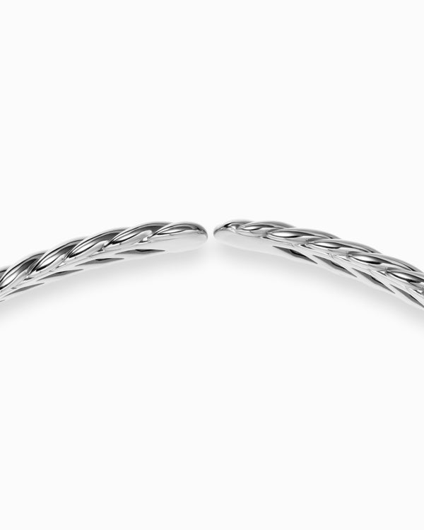 Sculpted Cable Flex Necklace in 18K White Gold with Diamonds, 9.5mm