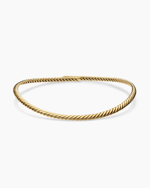 Womens Sculpted Cable Flex Necklace in 18K Yellow Gold, 5mm