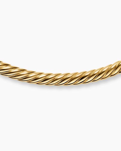 Womens Sculpted Cable Flex Necklace in 18K Yellow Gold, 5mm