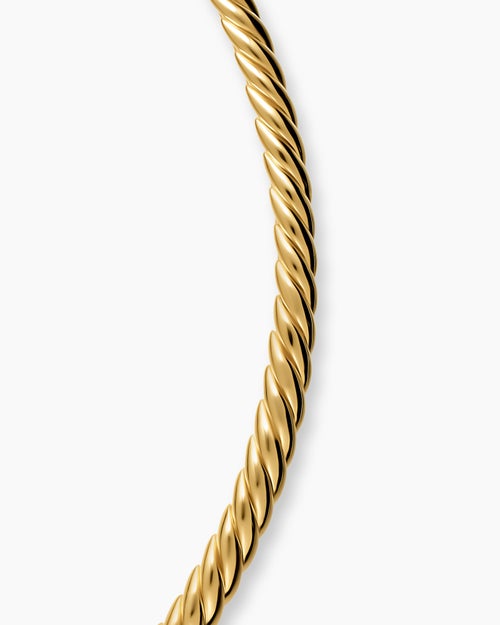 Womens Sculpted Cable Flex Necklace in 18K Yellow Gold, 5mm