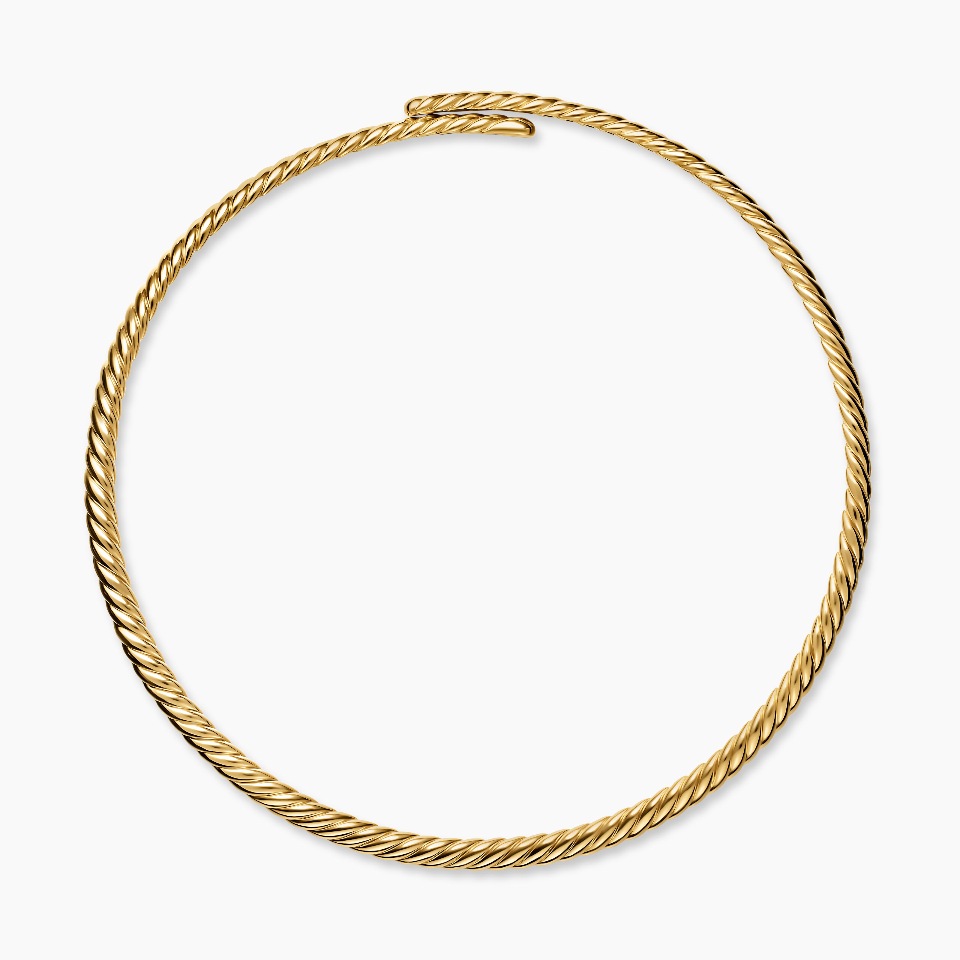 Womens Sculpted Cable Flex Necklace in 18K Yellow Gold, 5mm
