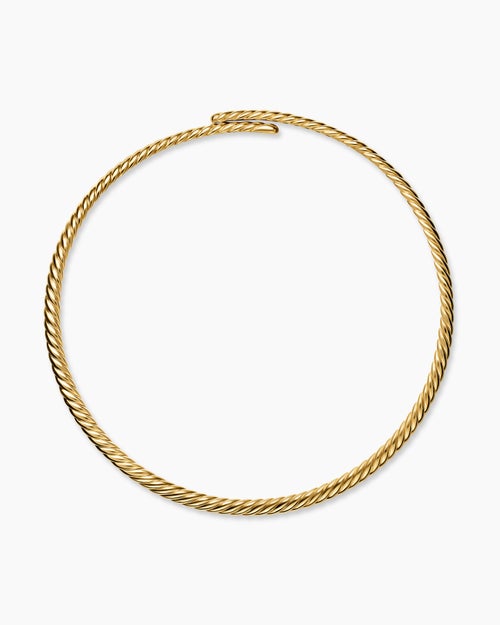 Womens Sculpted Cable Flex Necklace in 18K Yellow Gold, 5mm