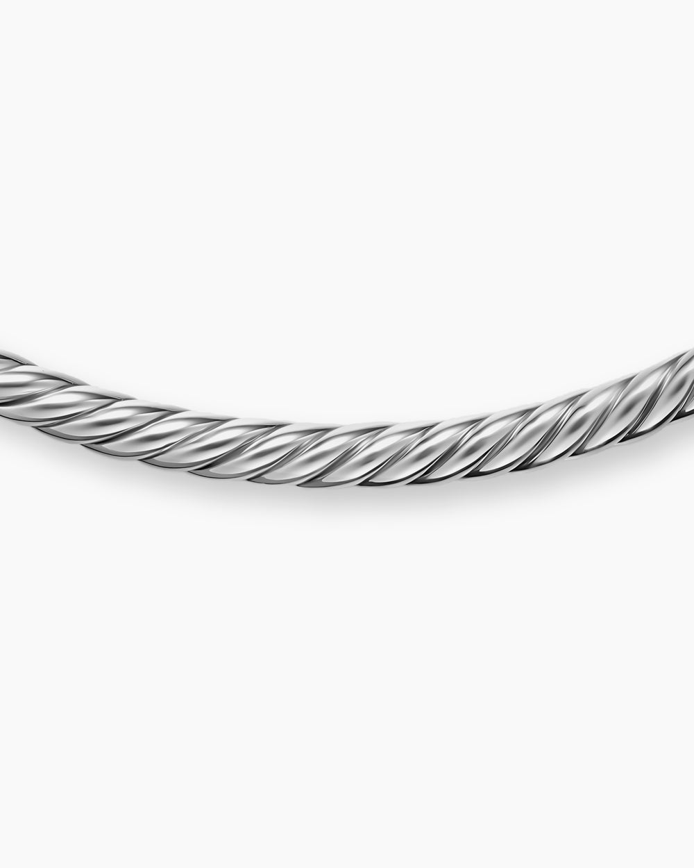 Womens Sculpted Cable Flex Necklace in Sterling Silver, 5mm