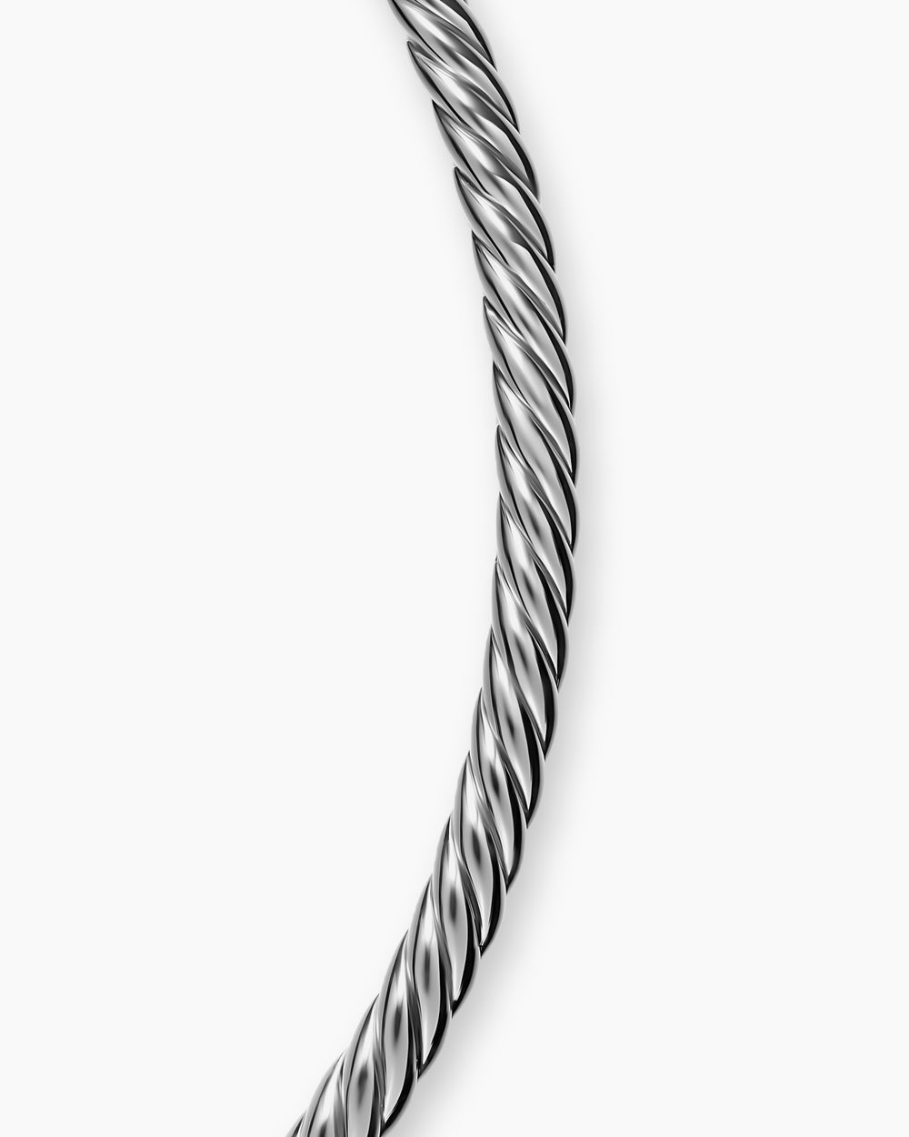 Womens Sculpted Cable Flex Necklace in Sterling Silver, 5mm