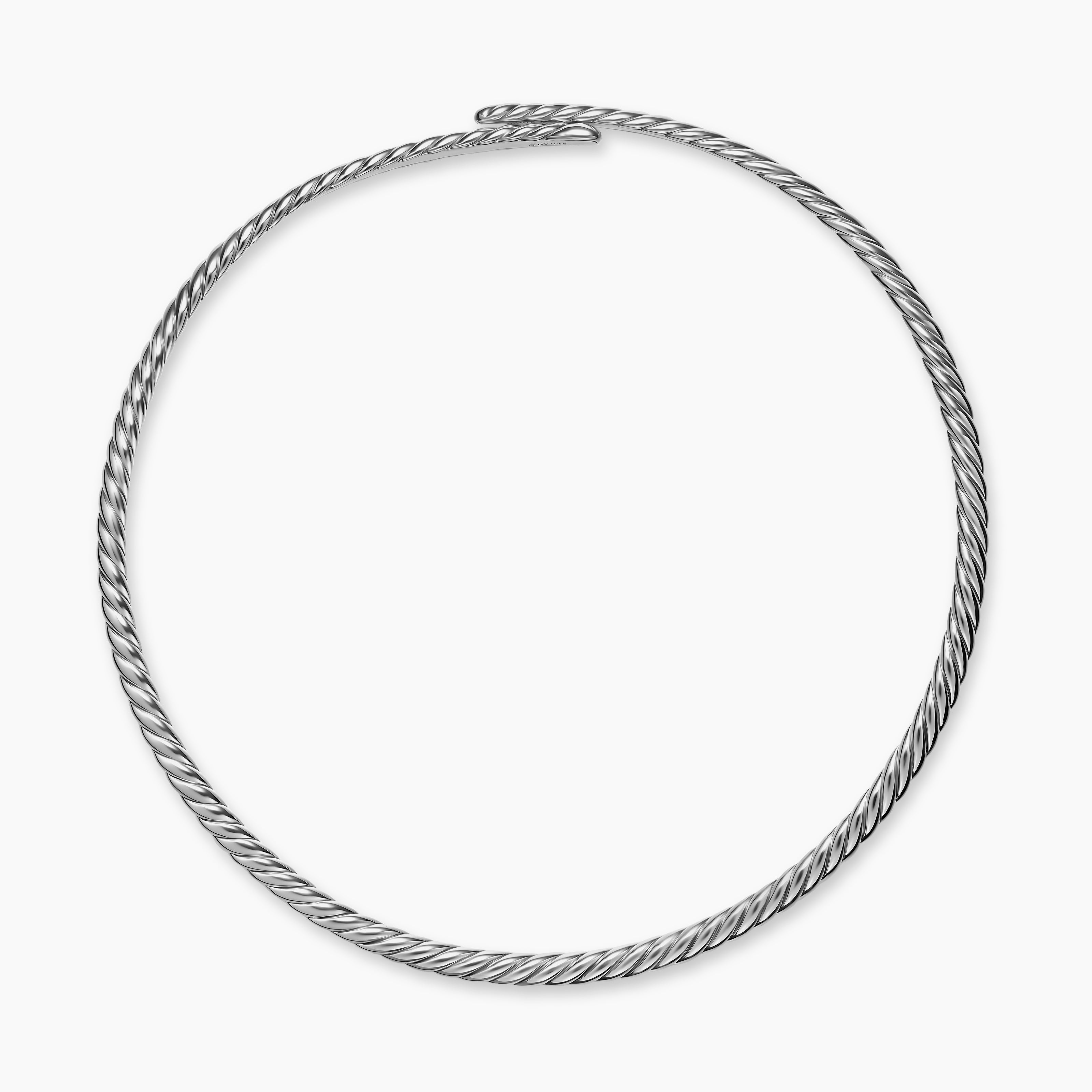 Womens Sculpted Cable Flex Necklace in Sterling Silver, 5mm