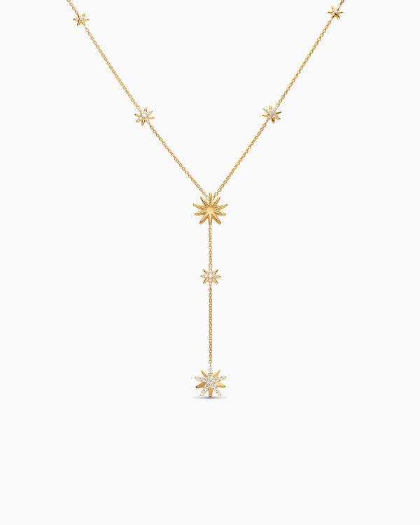 Starburst Y Necklace in 18K Yellow Gold with Diamonds, 76.7mm
