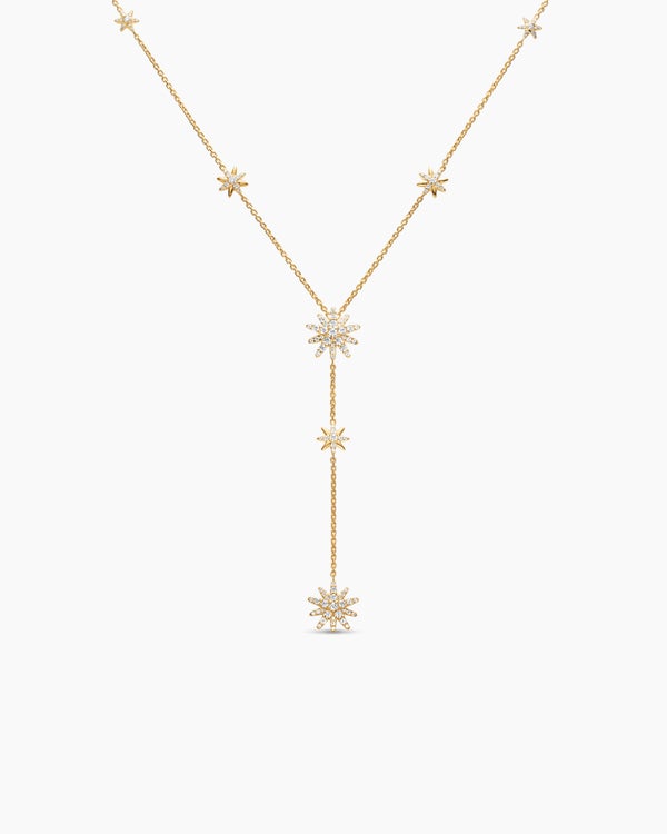 Starburst Y Necklace in 18K Yellow Gold with Diamonds, 76.7mm
