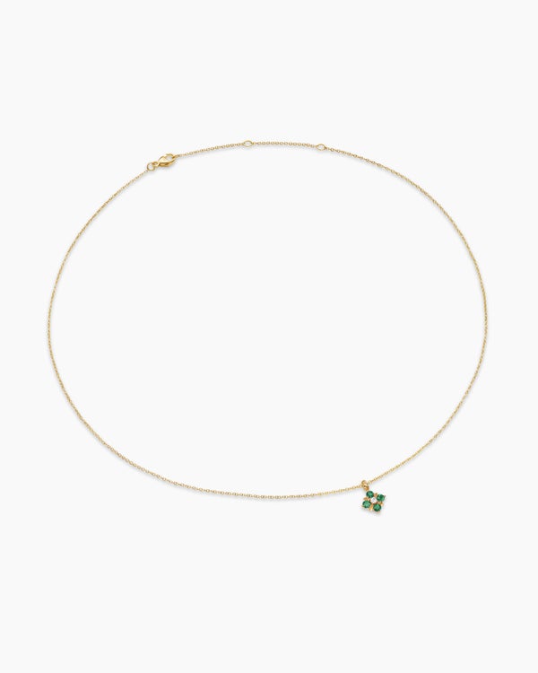 Petite Modern Renaissance® Pendant Necklace in 18K Yellow Gold with Emeralds and Diamond, 9.2mm