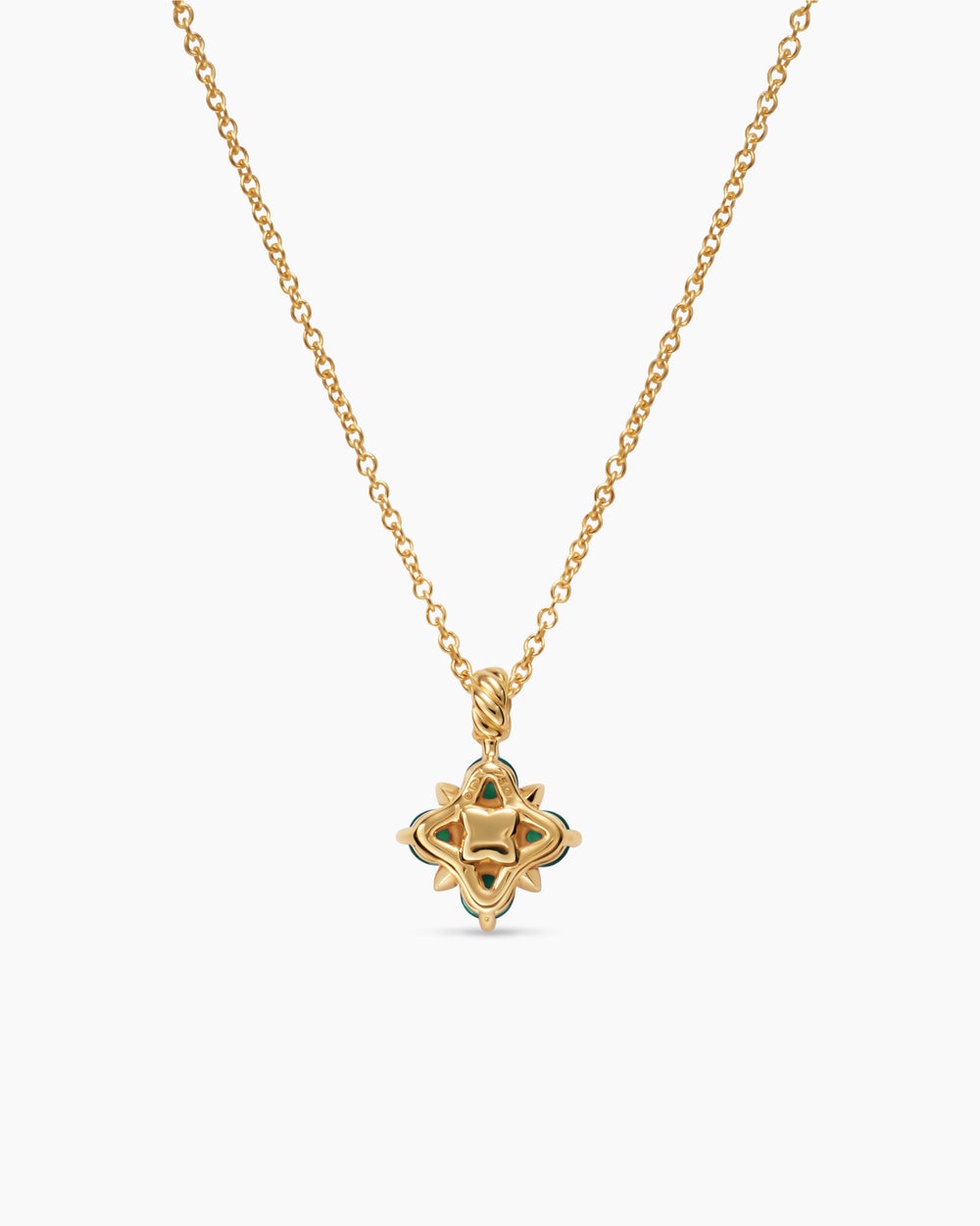 Womens Petite Modern Renaissance® Pendant Necklace in 18ct Yellow Gold with Emeralds and Diamond, 9.2mm