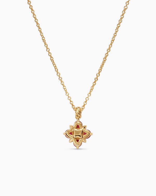 Petite Modern Renaissance® Pendant Necklace in 18K Yellow Gold with Rubies and Diamond, 9.2mm