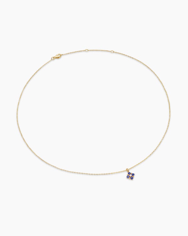 Petite Modern Renaissance® Pendant Necklace in 18K Yellow Gold with Sapphires and Diamond, 9.2mm