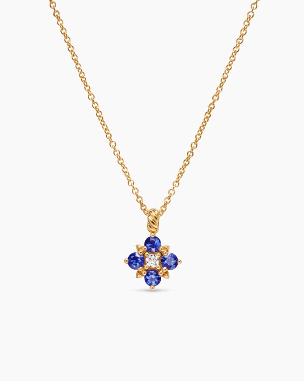 Petite Modern Renaissance® Pendant Necklace in 18K Yellow Gold with Emeralds and Diamond, 9.2mm
