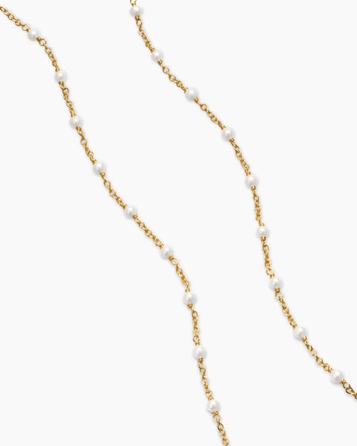 Womens Pearl Classics Station Necklace in 18K Yellow Gold, 3.5mm