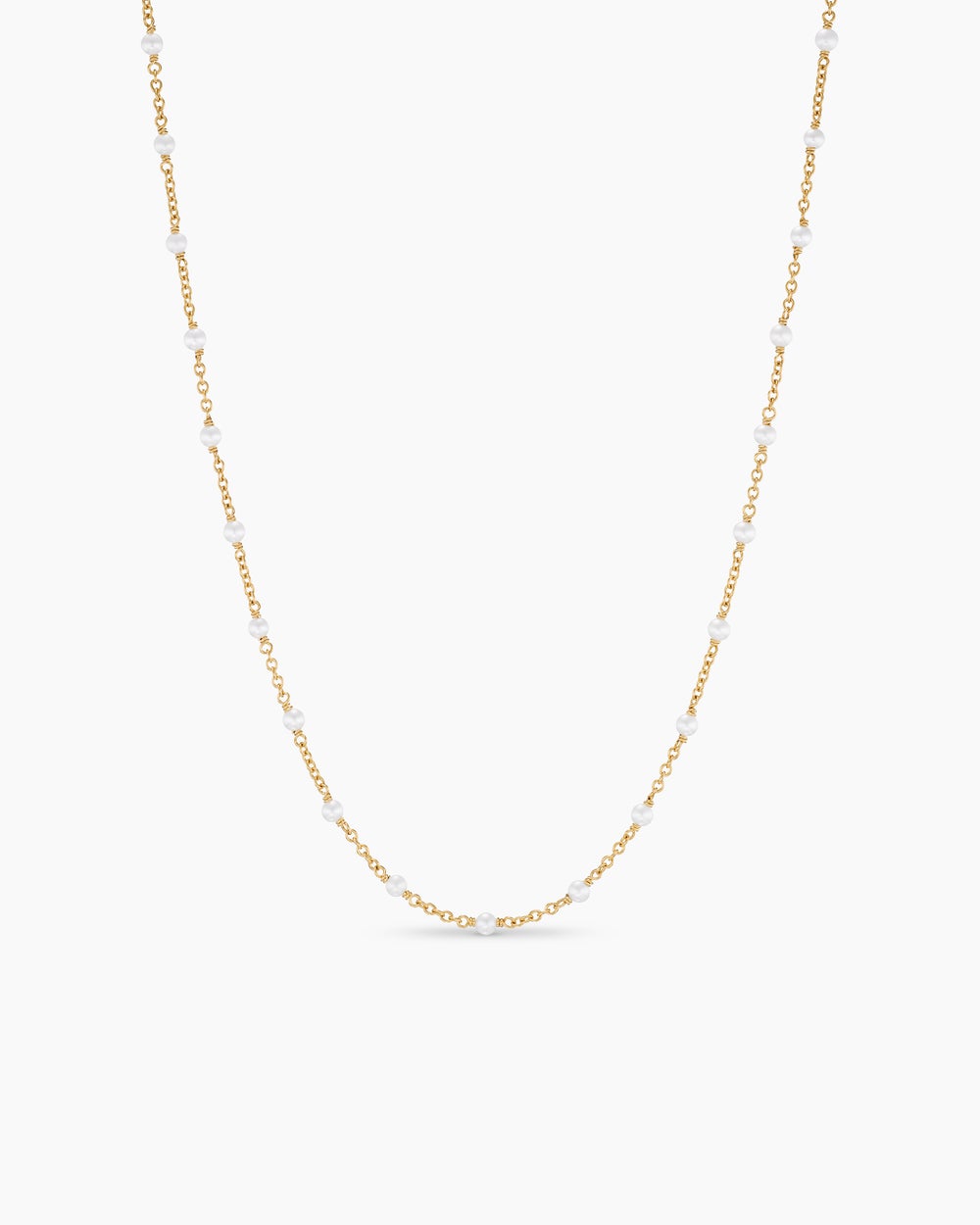 Womens Pearl Classics Station Necklace in 18ct Yellow Gold, 3.5mm