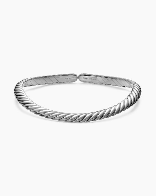 Womens Sculpted Cable Flex Necklace in Sterling Silver, 11mm