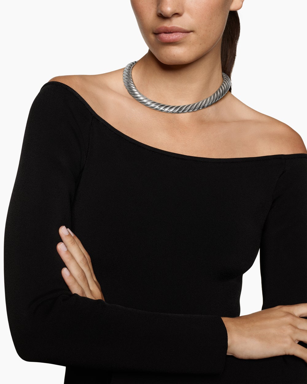 Womens Sculpted Cable Flex® Necklace in Sterling Silver, 11mm