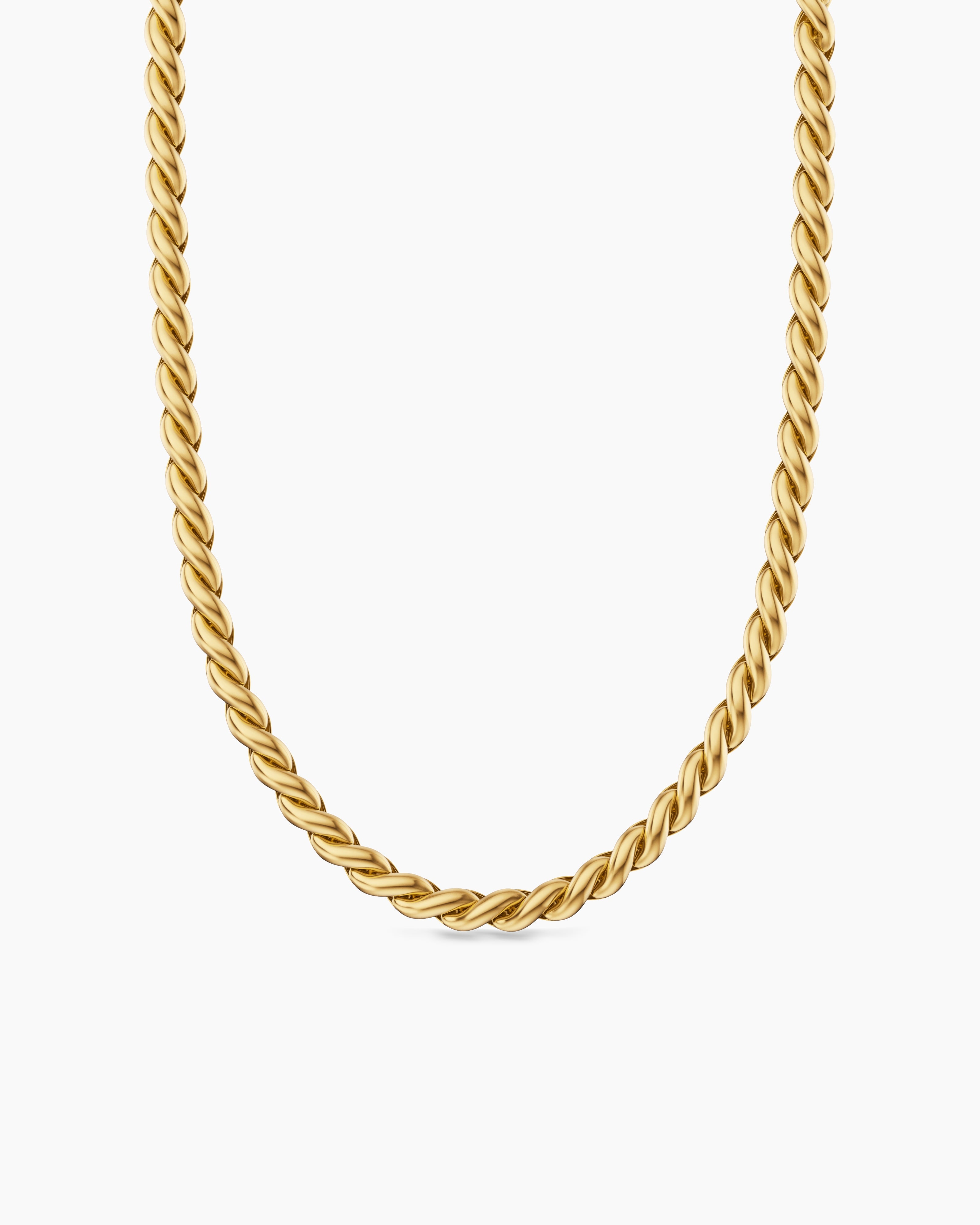 Mens Sculpted Cable Chain Necklace in 18K Yellow Gold, 5.7mm