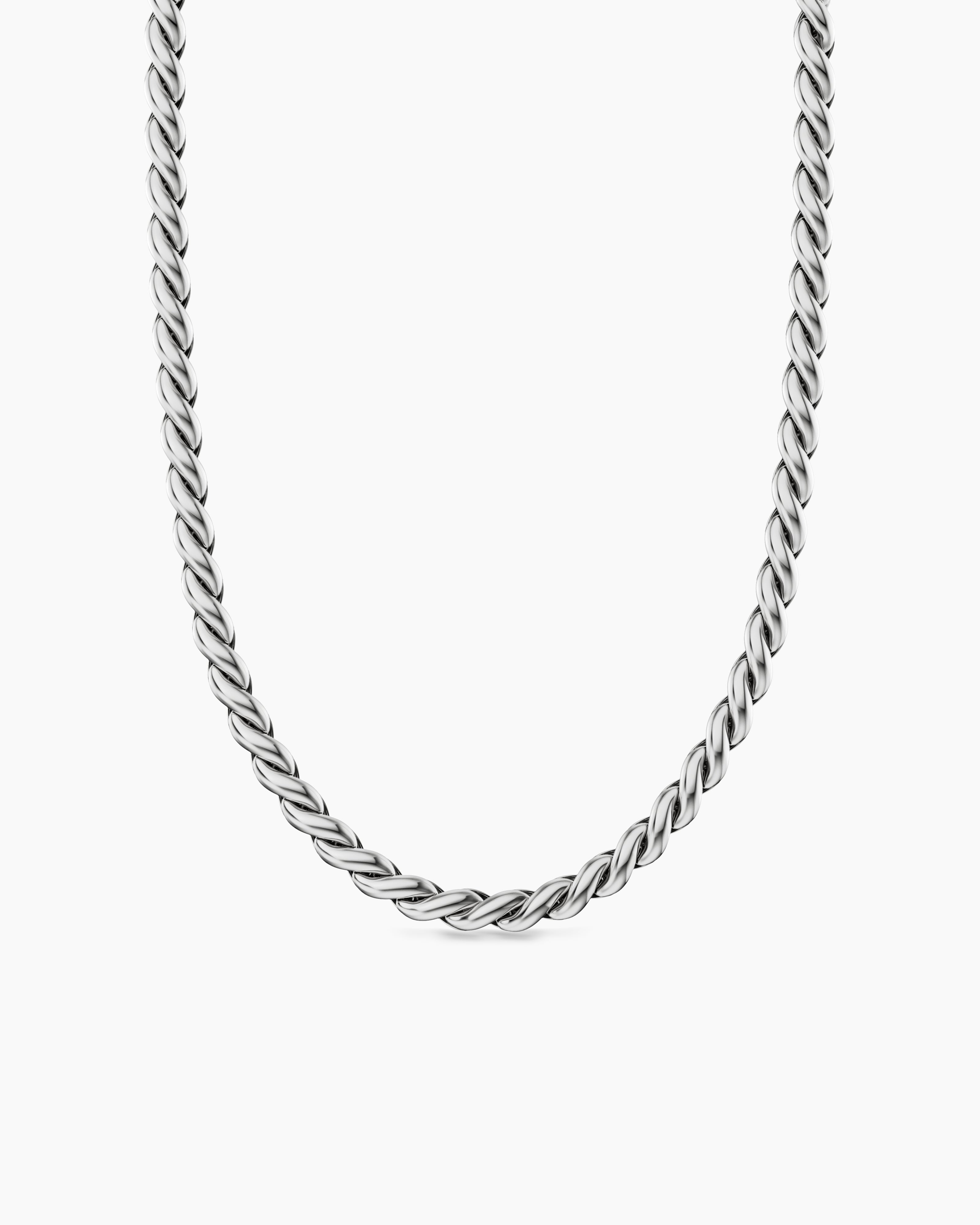 Mens Sculpted Cable Chain Necklace in Sterling Silver, 5.7mm