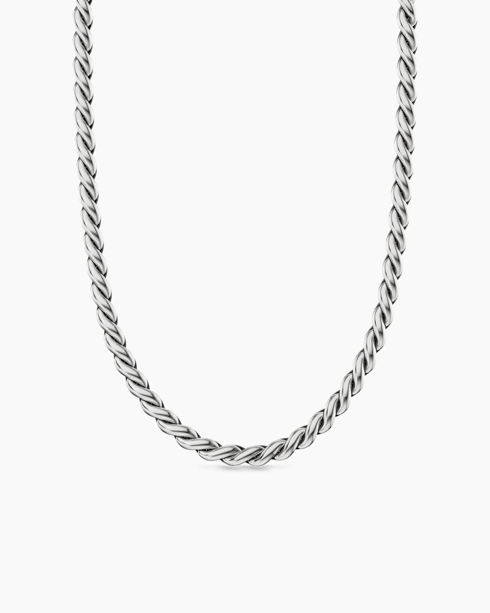 Mens Sculpted Cable Chain Necklace in Sterling Silver, 5.7mm