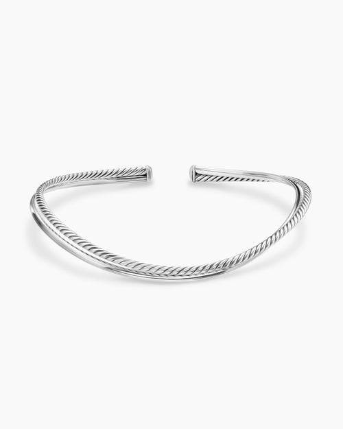 Womens Bold Crossover Collar Necklace in Sterling Silver, 10mm