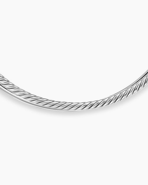 Womens Bold Crossover Collar Necklace in Sterling Silver, 10mm