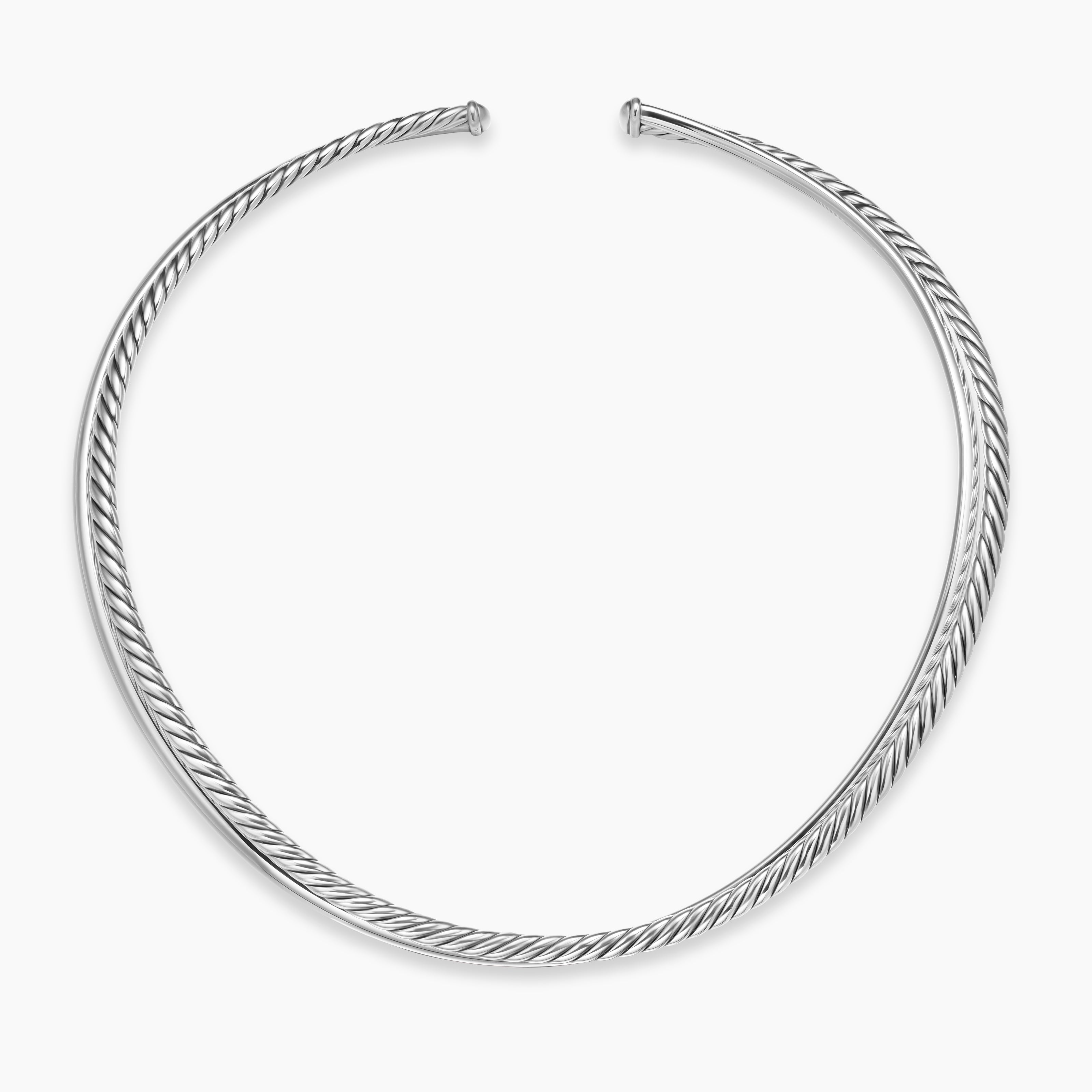 Womens Bold Crossover Collar Necklace in Sterling Silver, 10mm