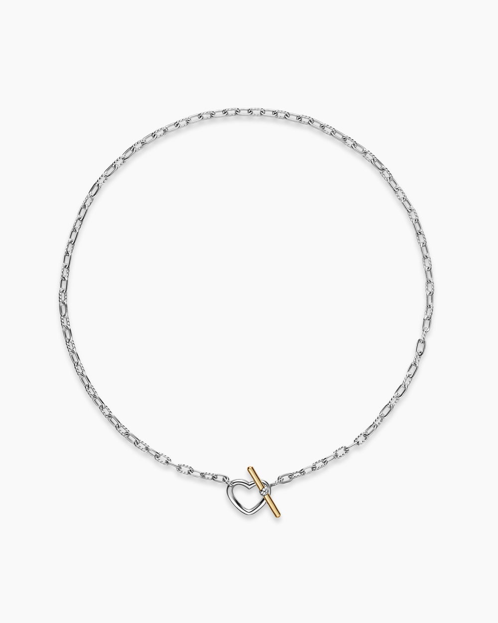 Collier chaîne avec cœur et à fermoir en T DY Madison en argent sterling avec or jaune 18 carats, 3 mm femmes