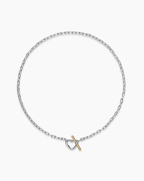 Womens DY Madison® Heart Toggle Chain Necklace in Sterling Silver with 18K Yellow Gold, 3mm