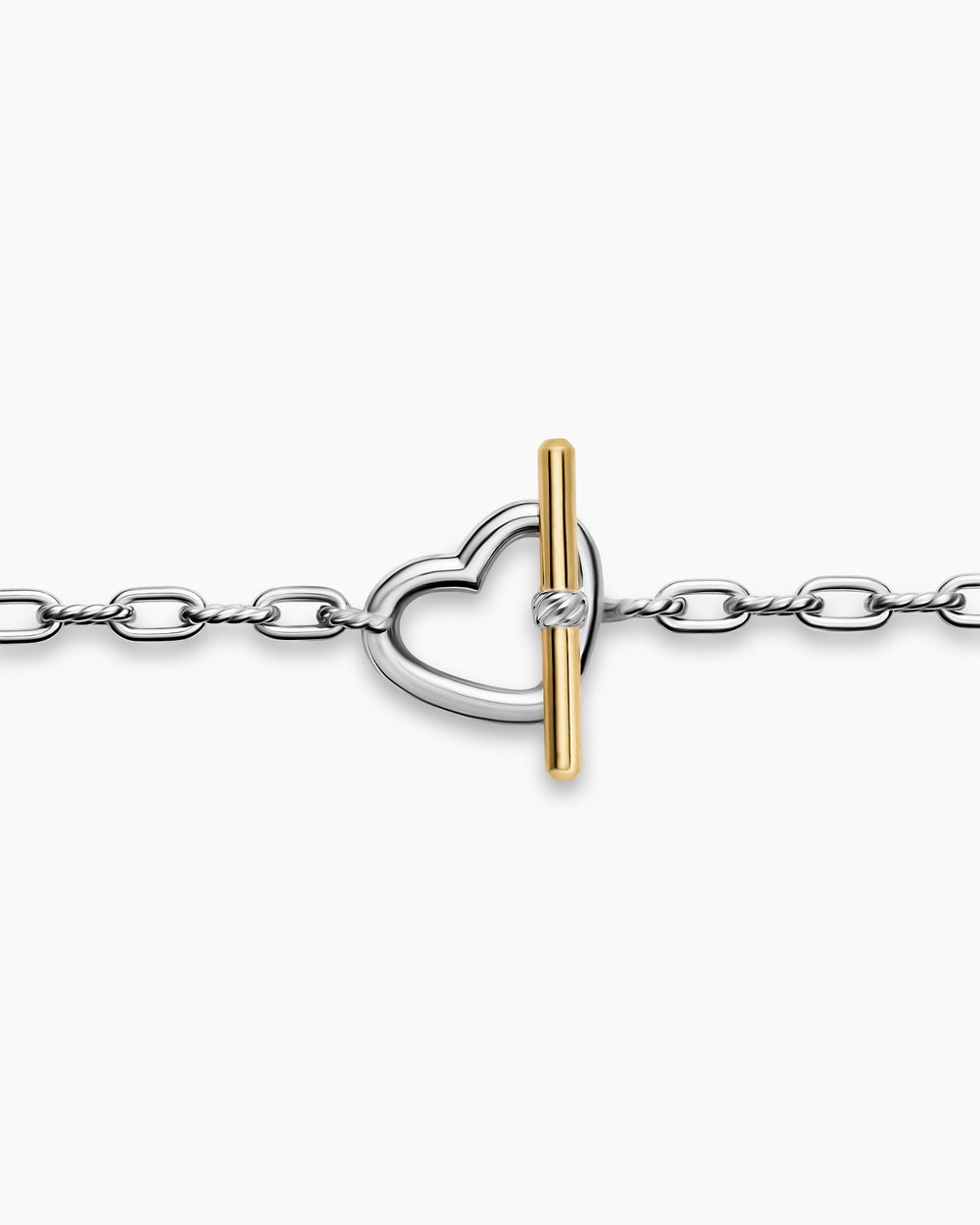 Collier chaîne avec cœur et à fermoir en T DY Madison en argent sterling avec or jaune 18 carats, 3 mm femmes