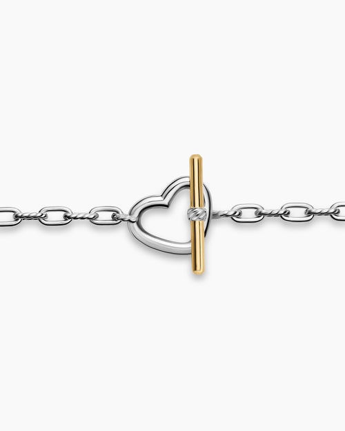 Womens DY Madison® Heart Toggle Chain Necklace in Sterling Silver with 18K Yellow Gold, 3mm