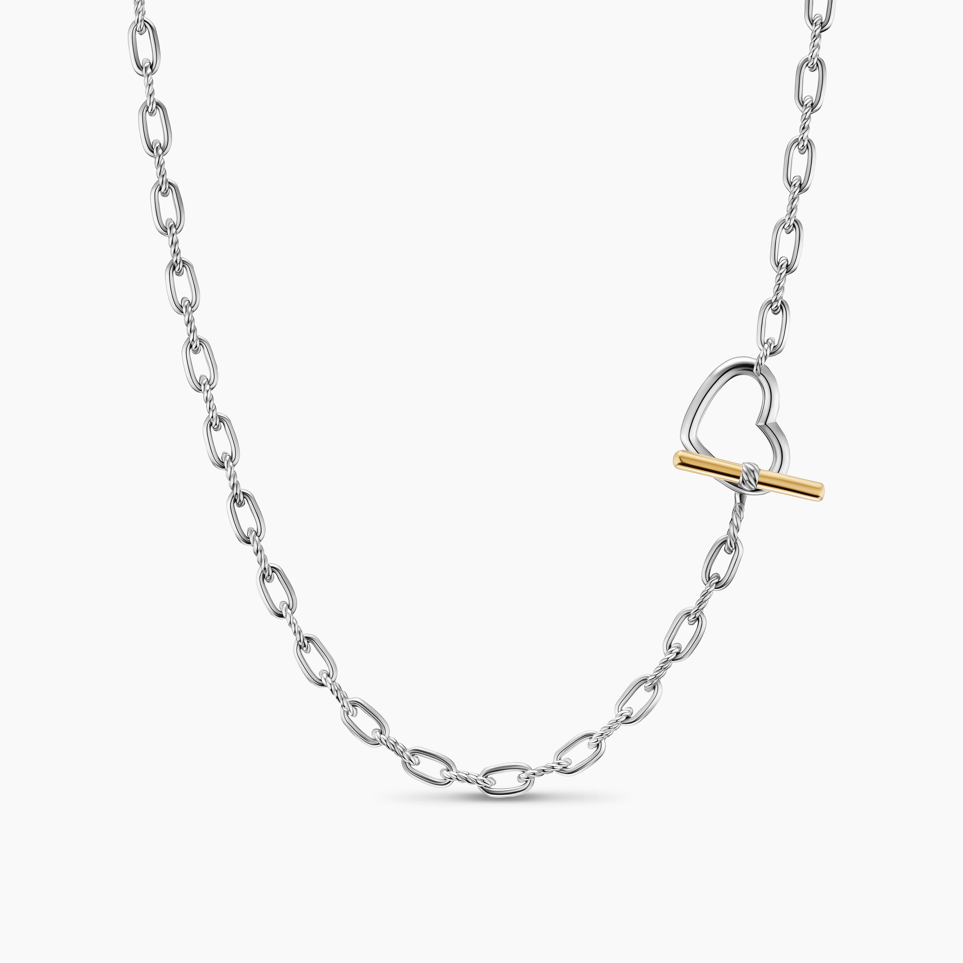 Womens DY Madison&reg; Heart Toggle Chain Necklace in Sterling Silver with 18ct Yellow Gold, 3mm