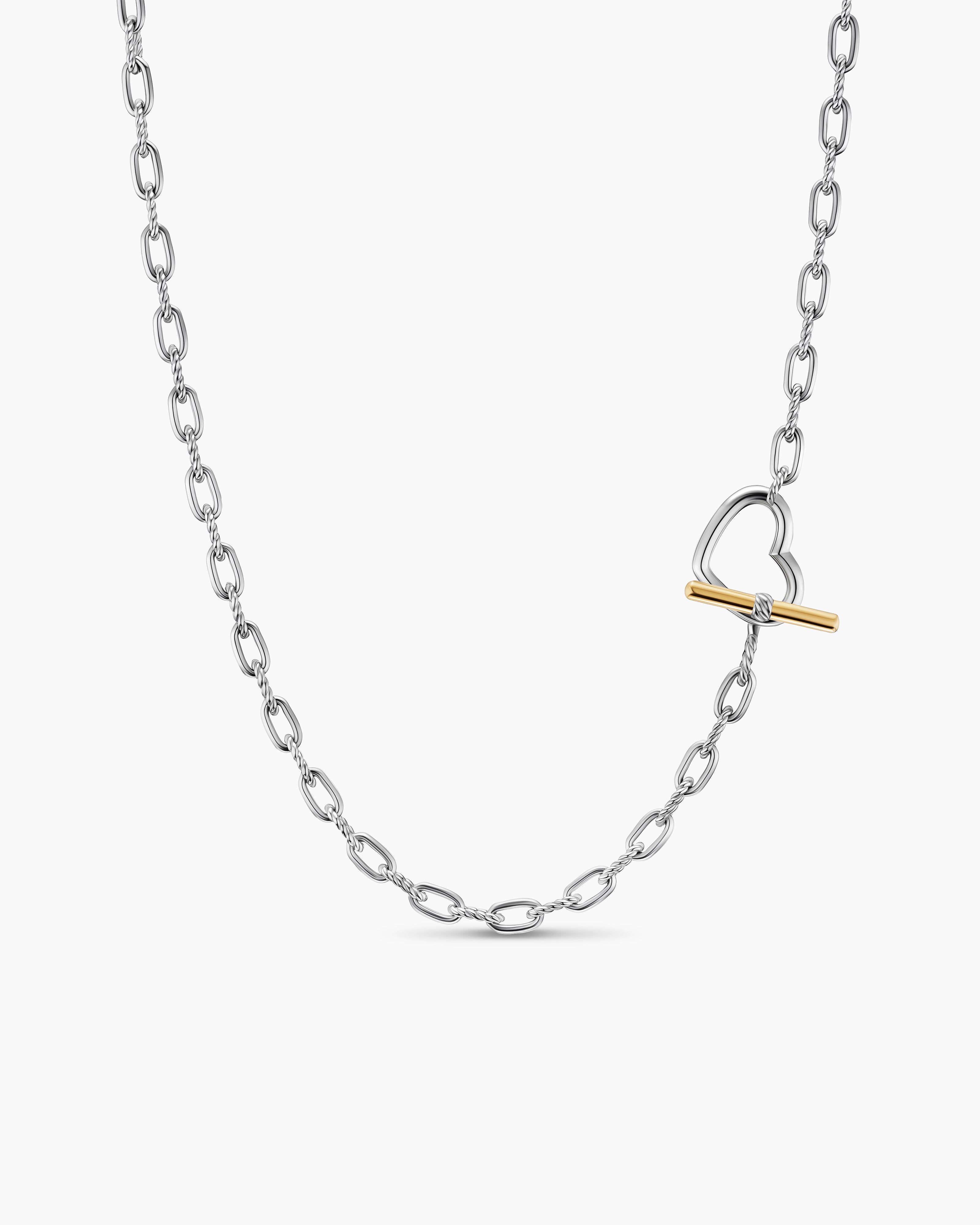 Womens DY Madison&reg; Heart Toggle Chain Necklace in Sterling Silver with 18K Yellow Gold, 3mm