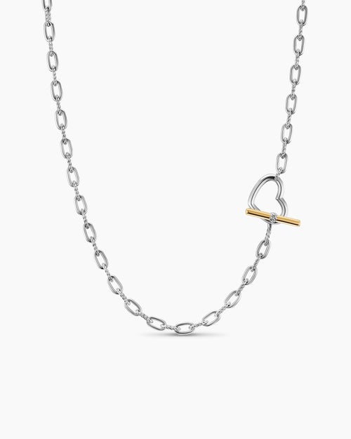 Womens DY Madison® Heart Toggle Chain Necklace in Sterling Silver with 18K Yellow Gold, 3mm