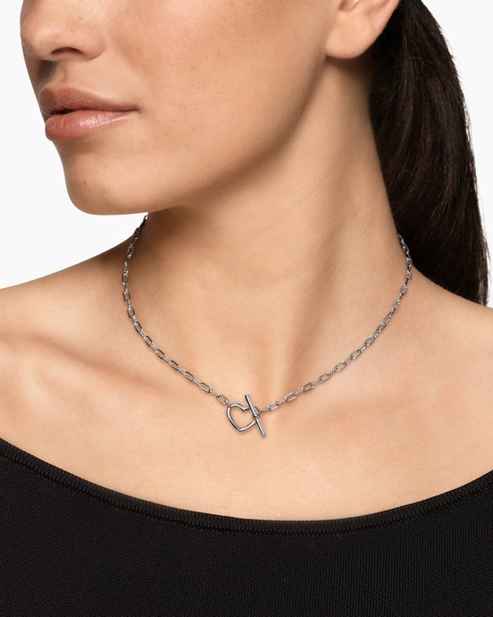 Collier chaîne avec cœur et à fermoir en T DY Madison® en argent sterling, 3 mm