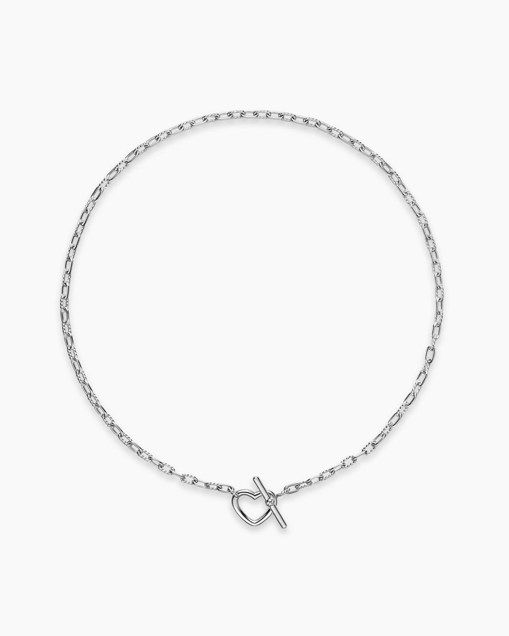 Womens DY Madison Heart Toggle Chain Necklace in Sterling Silver, 3mm