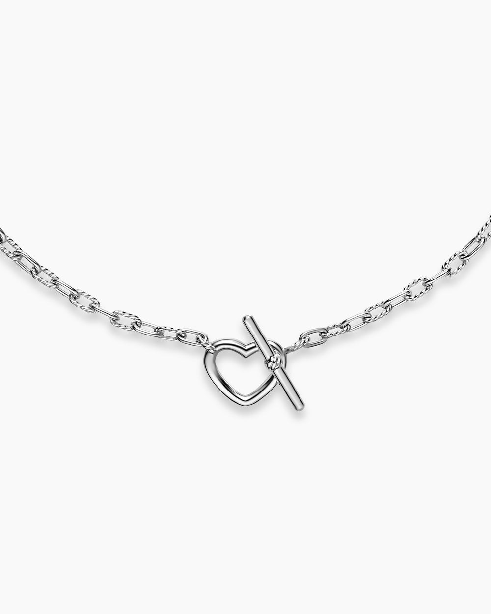 Womens DY Madison Heart Toggle Chain Necklace in Sterling Silver, 3mm