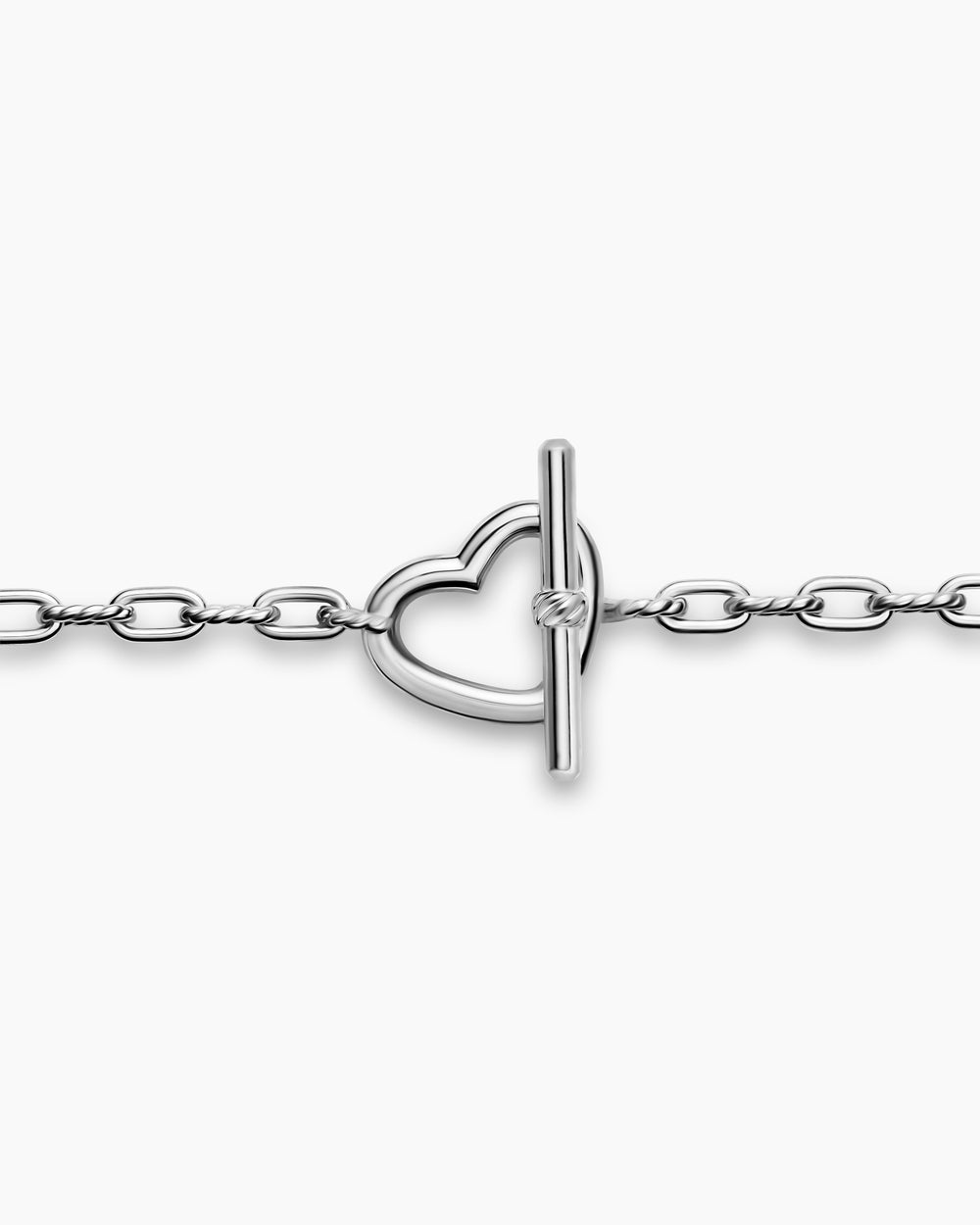 Womens DY Madison Heart Toggle Chain Necklace in Sterling Silver, 3mm