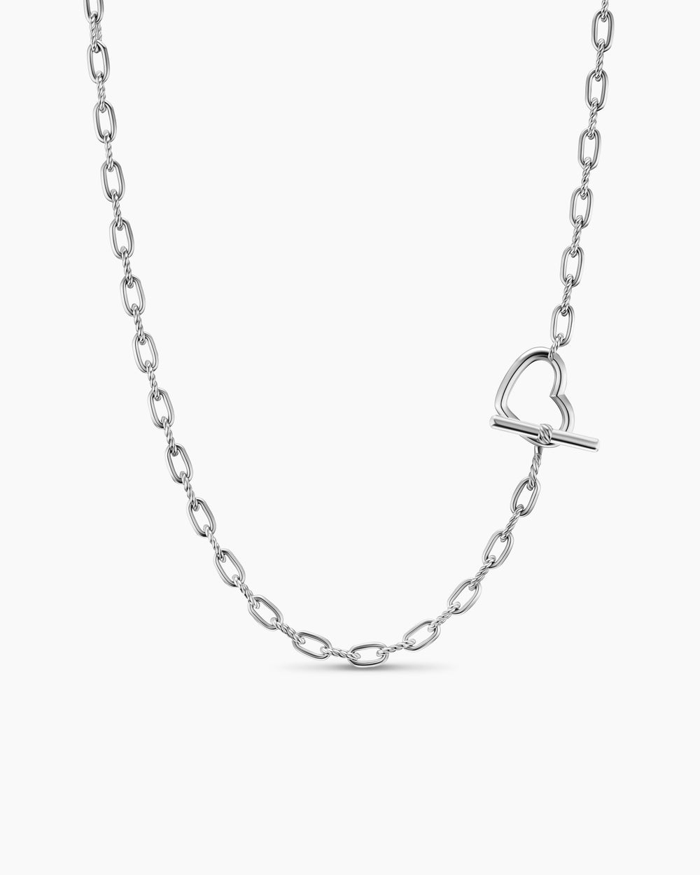 Womens DY Madison Heart Toggle Chain Necklace in Sterling Silver, 3mm