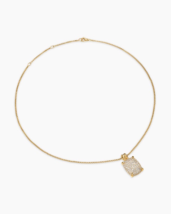 Chatelaine® Elongated Pendant Necklace in 18K Yellow Gold with Diamonds, 19mm