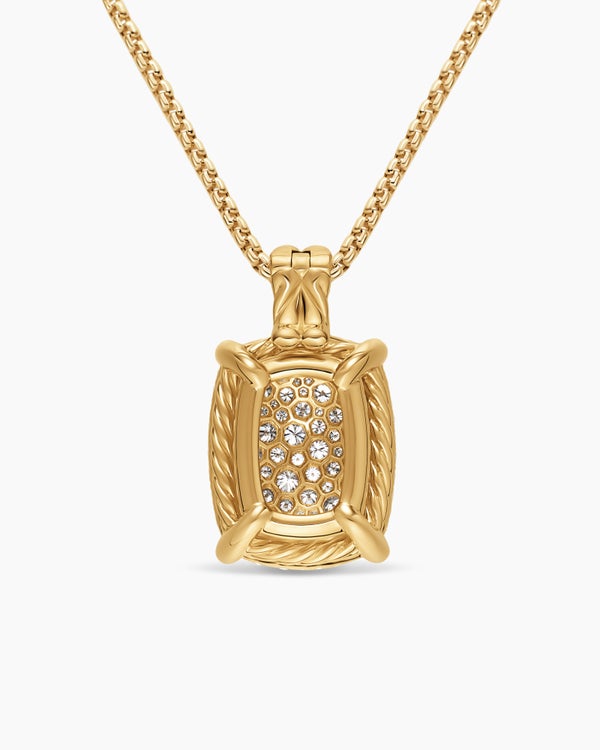 Chatelaine® Elongated Pendant Necklace in 18K Yellow Gold with Diamonds, 19mm